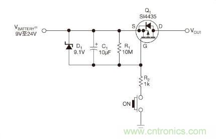 使用一只P溝道MOSFET的簡單自動關(guān)斷電路