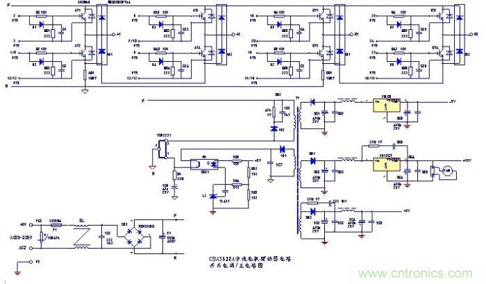 圖1：步進(jìn)電機(jī)驅(qū)動(dòng)的主電路和開關(guān)電源電路