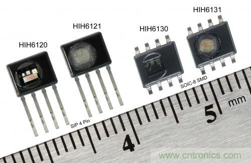 圖2：霍尼韋爾HumidIcon數(shù)字式溫濕度傳感器在單一小型封裝內(nèi)集成兩大功能，能在2.3Vdc低電壓下運(yùn)行