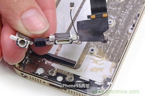 土豪金iPhone 5S拆解：內(nèi)部結(jié)構(gòu)升級(jí)，維修難度增加