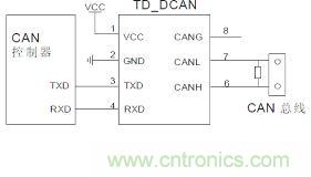 CAN隔離收發(fā)器應用接線圖