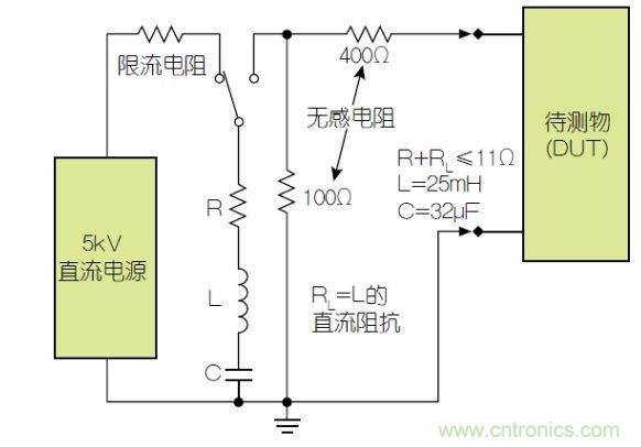 除顫器測試配置(注意較大電容)。