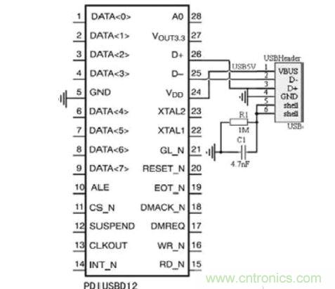 USB接口部分電路原理圖
