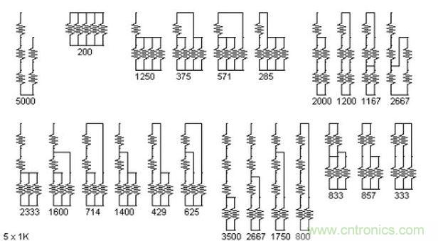 5個電阻我想出了23種組合。還有其它組合嗎？
