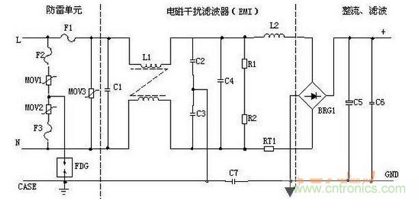 輸入濾波、整流回路原理圖