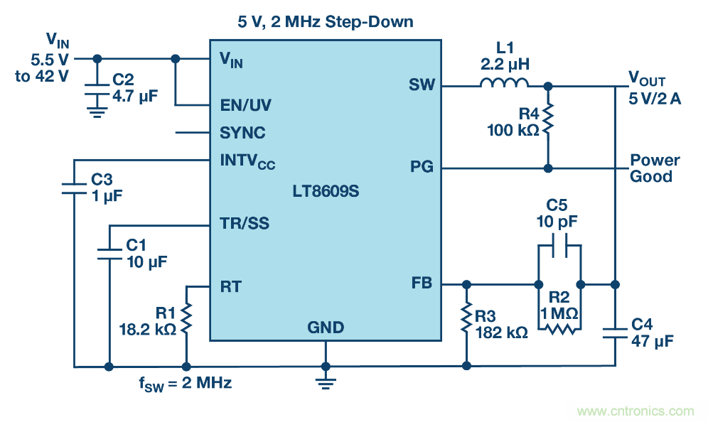 具 2.5 μA 靜態(tài)電流和超低 EMI 輻射的 42 V、2 A/3 A 峰值同步降壓型穩(wěn)壓器