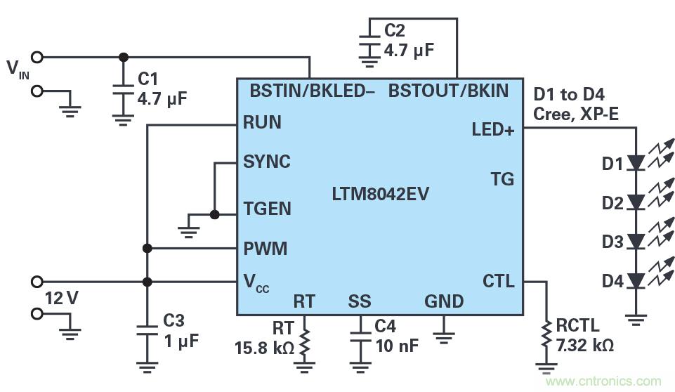 多功能LED驅動器可使用高于或低于LED燈串電平的輸入電壓