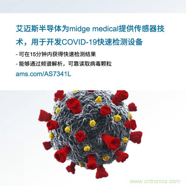 艾邁斯為midge medical提供傳感器技術，用于開發(fā)COVID-19快速檢測設備