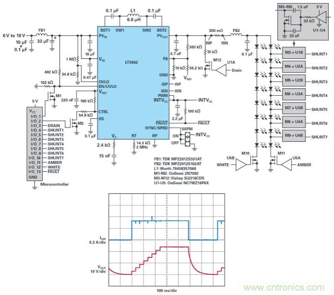 采用2MHz單芯片降壓-升壓DC-DC轉換器和LED驅動器消除PCB空間受限的困擾