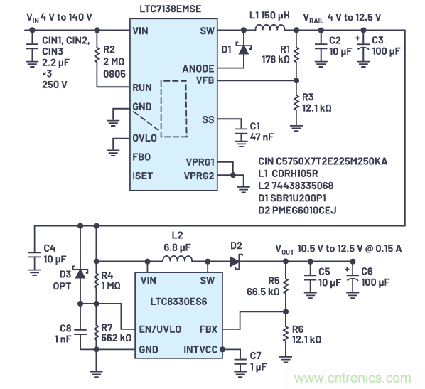 在源電壓5 V至140 V的電氣系統(tǒng)中，如何維持偏置電壓呢？