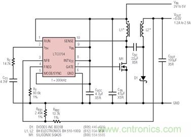 具有負反饋引腳和用于負輸出電源的高性能、單端控制器IC