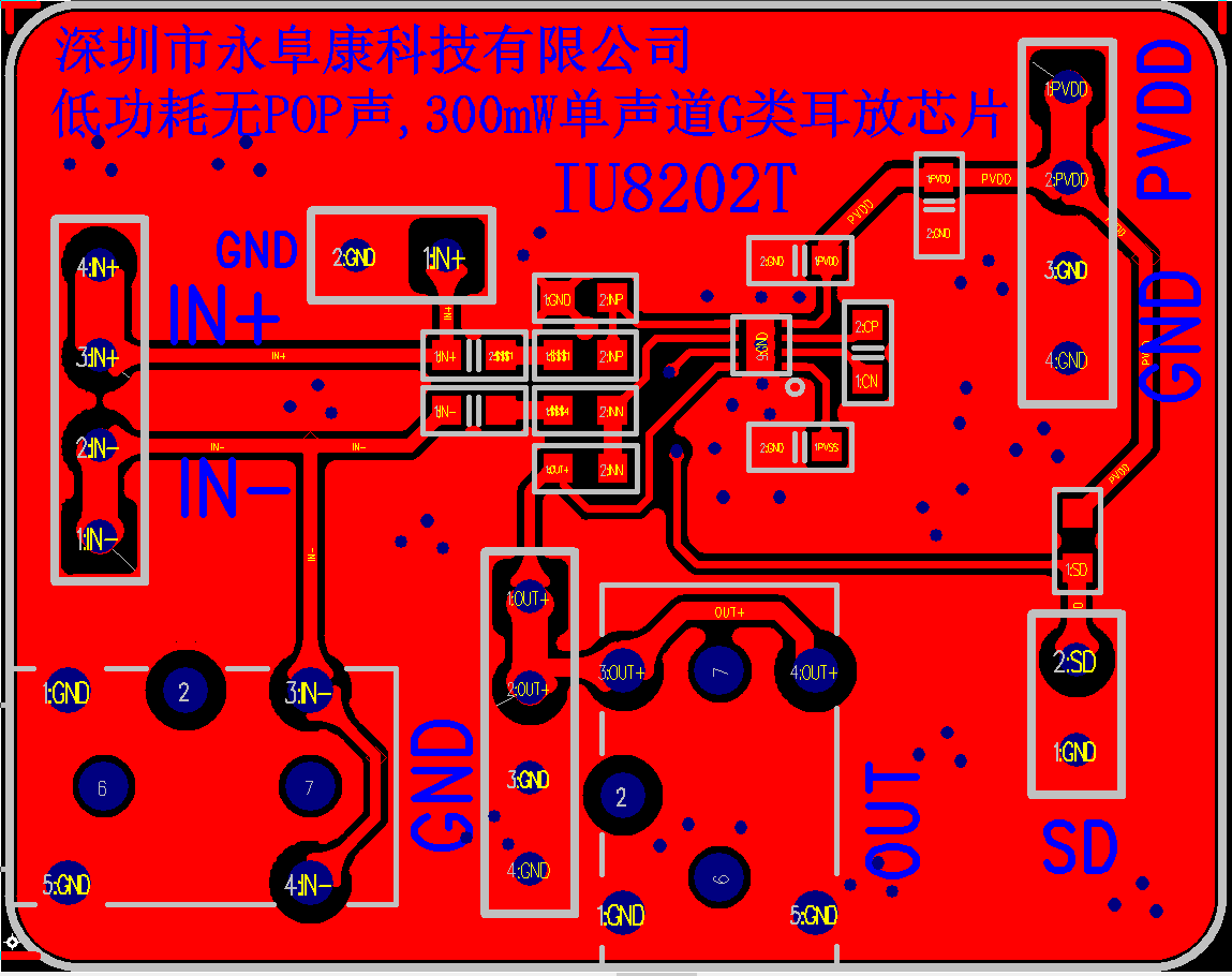 IU8202 適用于OWS耳機的無POP聲超低功耗400mW單聲道G類耳放IC方案