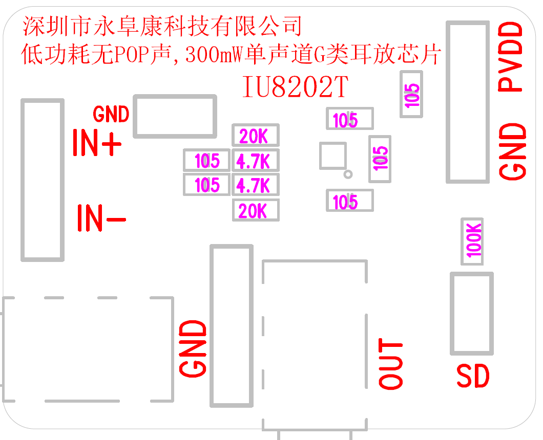 IU8202 適用于OWS耳機的無POP聲超低功耗400mW單聲道G類耳放IC方案